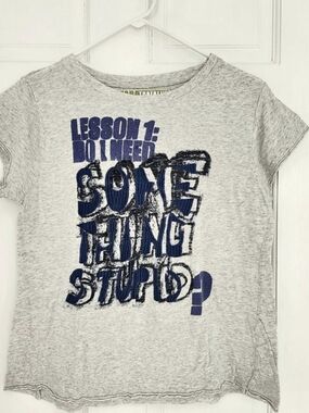 Zara Graphic Short Sleeve Tee XL Gray Blue
